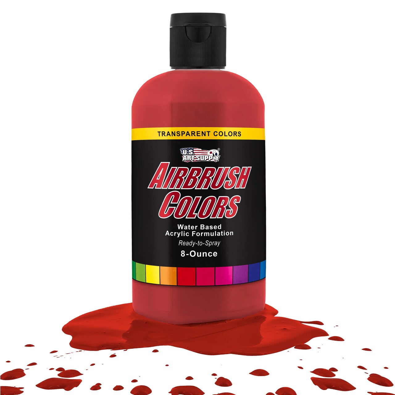 U.S. Art Supply Transparent Bright Red Acrylic Special Effects Airbrush Paint - 8oz Ready to Spray Air Brush Paint for Nails, Models, Fabric - Water-Based Air Brush Painting